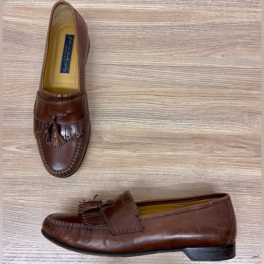 Johnston & Murphy Made in Italy Loafers Leather Tassel Shoe - Brown